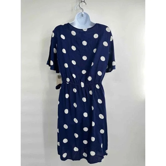 NWT peyton & parker Women's Blue/White Polka Dot Wrap Dress Large - Picture 9 of 9